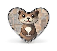 Heart Cartoon Cute Otter Brooch Classic Mini Pin 1 Inch Aluminum Alloy Lapel Pin Personalized Button Badge for Backpack Hat Suit Jacket Clothing Decoration