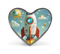 Heart Cartoon Rockets Brooch Classic Mini Pin 1 Inch Aluminum Alloy Lapel Pin Personalized Button Badge for Backpack Hat Suit Jacket Clothing Decoration
