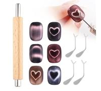 Heart Cat Eye Magnet for Nails,Multifunctional Nail Magnet,Heart Magnet for Nails DIY Manicure Kit with 4 pcs Y-Shaped Guide Sticks, Nail Magnet for Home and Salon Use