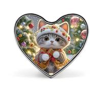 Heart Cat Sing Christmas Carols Brooch Classic Mini Pin 1 Inch Aluminum Alloy Lapel Pin Personalized Button Badge for Backpack Hat Suit Jacket Clothing Decoration