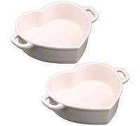 Heart Ceramic Baking Dish Set Of 2 with Handles Oven To Table Ideal for Lasagne/Pie/Casserole/Tapas (5x 14.5x 19cm/8.5inch) White