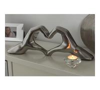 heart ceramic big hand sculpture in silver