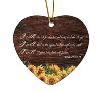 Heart Ceramic Christmas Ornaments Ezekiel 34:16 I Will Search for The Lost And Bring Back The Strays Bind Up The Injured And Strength Ornaments for Christmas Tree Xmas Keepsake Memorial New Year