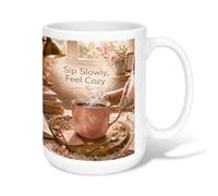Heart Ceramic Coffee Mug, Cozy Rustic Cup Steam Fall Brown Novelty Tea Mug with Handle Ideal for Friends Family Coworkers Teachers Couples Employees 15 Oz
