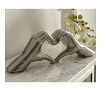 Heart Ceramic Hand Sculpture In Silver