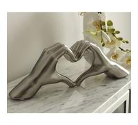 Heart Ceramic Hand Sculpture In Silver