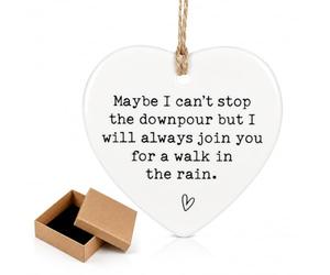 Heart Ceramic Hanging Ornament with Gift Box Friendship Keepsake for Women | For Friendship And Encouragement, Ideal For Gifting And Display, Lightweight With Inspirational Message.