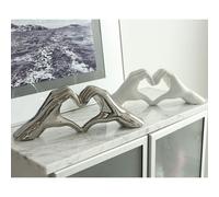 heart ceramic set of 2 hand sculpture in silver and white