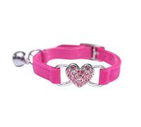 Heart Charm and Bell Cat Collar, Safety Elastic Adjustable with Soft Velvet, Dog Cat Collar Set, Adjustable Neck Strap, Soft Necklace(Rose Red)