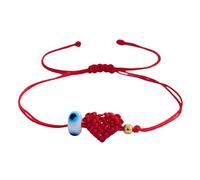 Heart Charm Blue Evil Eyes Beads Adjustable Wrist Jewelry and Heart Charm Blue String Handmade Red String, フリーサイズ