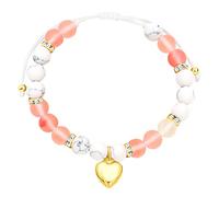 Heart Charm Bracelet, Natural Stone Wrap Strand String Beaded Bracelet for Women, Valentines Day Present, Mom Wife Daughter Girlfriend Teacher Gift, Free Engraving Available, M, Stainless Steel
