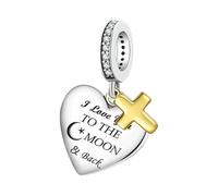 Heart Charm | Heart Pendant Charm - Women Girls Heart Birthday Bead Charms | Heart Jewelry Bracelet | Necklace Pendant | Christian Strap For Men, D235-465, Copper, Refer to description