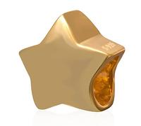 Heart Charm, Star Charm 925 Sterling Silver Beads Fit Pandora Style Bracelets, Love Dangle Firmly Pendant for Necklace and European Snake Chain, Birthday Gifts (Gold Star)