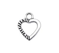 Heart Charms For Beading Projects, 15x12mm, Antique Silver Color, 40 Pieces