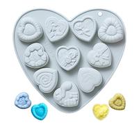 Heart Chocolate Mold, Heart Shape Silicone Baking Moulds | 10 Chocolate Candy Decorations for Grill Cakes | Heart Shape Silicone Cake Molds