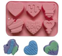 Heart Chocolate Silicone Mold 6 Cavity Candy Biscuit Mould Non-stick Fondant Cake Mold Diy Baking Tool