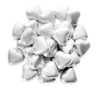Heart Chocolates Foil Wrapped - 100Pcs Silver Heart Chocolate Foil Wrapped Christmas Chocolate Hearts shape Milk Chocolate Hearts for Wedding Favours, Anniversary, Xmas Parties