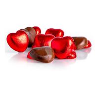 Heart Chocolates Foil Wrapped - 50Pcs Red Valentines Chocolate Hearts Foil Wrapped Hearts shape Christmas Milk Chocolate Hearts for Wedding Favours, Anniversary, Xmas Parties