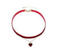 Heart Choker Necklace Adjustable Chain Collar Jewelry Perfect Valentine's Day New Year Women's Day Birthday Gift for Women Stylish Black Blue Red Accessories, Zinc, No Gemstone
