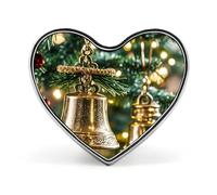 Heart Christmas Bell Brooch Classic Mini Pin 1 Inch Aluminum Alloy Lapel Pin Personalized Button Badge for Backpack Hat Suit Jacket Clothing Decoration
