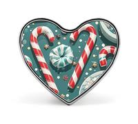 Heart Christmas Candy Cane Brooch Classic Mini Pin 1 Inch Aluminum Alloy Lapel Pin Personalized Button Badge for Backpack Hat Suit Jacket Clothing Decoration