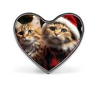 Heart Christmas Cat Brooch Classic Mini Pin 1 Inch Aluminum Alloy Lapel Pin Personalized Button Badge for Backpack Hat Suit Jacket Clothing Decoration