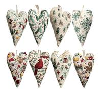 Heart Christmas Embroidery Kit, DIY Embroidery Christmas Ornaments, Heart Cross Stitch Kit with Needles and Thread, Xmas Tree Hanging Decoration Christmas Pattern Embroidery Gift for Beginner (8CS)
