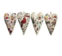 Heart Christmas Embroidery Kit, DIY Embroidery Christmas Ornaments, Heart Cross Stitch Kit with Needles and Thread, Xmas Tree Hanging Decoration Christmas Pattern Embroidery Gift for Beginner (4PCS-A)