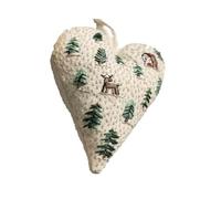 Heart Christmas Embroidery Kit, DIY Embroidery Christmas Ornaments, Heart Cross Stitch Kit with Needles and Thread, Xmas Tree Hanging Decoration Christmas Pattern Embroidery Gift for Beginner (H)