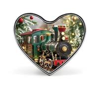 Heart Christmas Train Brooch Classic Mini Pin 1 Inch Aluminum Alloy Lapel Pin Personalized Button Badge for Backpack Hat Suit Jacket Clothing Decoration