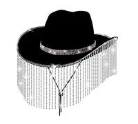 Heart Cinema Hat Bling Fringe Cowboy Hat Western Hat Glitter Cowboy Hat for Men Women Cosplay Party Costume Snake Skin Cowboy (Black, One Size)