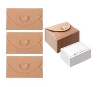 Heart Clasp Envelopes,25 PCS Kraft Heartclasp Gift Card Envelope Mini DIY Heart Closed Envelope Tiny Envelopes Love Buckle envelopes for Valentine's Day Card Best Wishes Cards