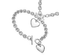 Heart Clavicle Chain Necklace Set for Girls, Stainless Steel, Silver | Chic Fashionable Elegant Style, Safe Skin Friendly Finish, , Matching with T-shirts and Skirts