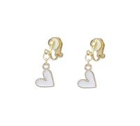 Heart Clip On Dangle Drop Earrings Tiny Pink White Women's Jewelry Accessories Gift for Birthday Valentine's Day New Year Women's Day Mother's Day, Brass, No Gemstone