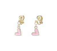 Heart Clip On Dangle Drop Earrings Tiny Pink White Women's Jewelry Accessories Gift for Birthday Valentine's Day New Year Women's Day Mother's Day, Brass, No Gemstone