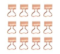 Heart Clips Metal Paper Clamps, 12Pcs Rose Gold Small Size, Hollow Design - Strong Clamping Force, Durable Iron Material, Ideal for Office and Study Use (Rose Gold)