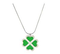 Heart Clover Leaf Pendant Necklace for Women Stainless Steel Irish 4 Leaves Flower Snake Chain Adjustable Fashion Lucky Jewelry Gift for St.Patrick's Day Christmas Holiday 18 Inches