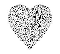 Heart Collected from Musical Notes Wall Stickers 42x42.7cm Do not Damage The Wall Surface Black