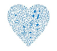 Heart Collected from Musical Notes Wall Stickers 42x42.7cm Store Decoration Blue