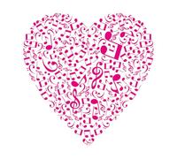 Heart Collected from Musical Notes Wall Stickers 54.6x55.5cm Personalized Customization Rosered