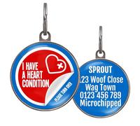 Heart Condition Pet ID Tag - Premium Quality I Have a Heart Condition Medical Alert - Personalised Dog Tags & Cat Tags - Custom Back Info