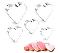 Heart Cookie Cutter, 5 Pcs Stainless Steel Heart-Shaped Cookie Molds, for Kitchen Baking Birthday Christmas Valentine's Day Easter Small Cookie Cutters