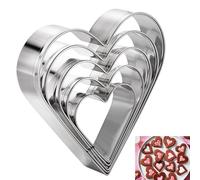 Heart Cookie Cutter Set, 5 Pcs 3.11" 2.72" 2.28" 1.89” 1.5" Fondant Biscui Cutters Stainless Steel Heart Edge Cookie Cutters Shapes Molds for Valentines Day Baking