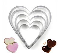 Heart Cookie Cutter Set,5 PCS Heart Shaped Biscuit Cutters | Versatile Heart Cutters in 5 Sizes for Cookies Clay and Biscuits Durable Stainless Steel Ideal for Baking or DIY Crafting