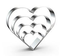 Heart Cookie Cutter Set Large/Small/Mini - 5 Inch, 4 Inch, 3 Inch, 2 Inch - 4 Piece Valentine's Heart Shaped Cookie Cutters Shapes Biscuit Molds for Baking - Stainless Steel