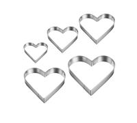 Heart Cookie Cutters,5 PCS Cookie Cutters Set Heart Shape Biscuit Cutters Biscuit Pastry Cake Cutter Stainless Steel Biscuit Mould for Baking Decorating for Valentines Day Birthdays Christmas Shapes