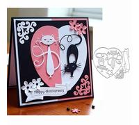 Heart Couple Cats Frame Dies Metal Die Cuts, Heart Couple Cats Cutting Dies Cut Stencils for DIY Scrapbooking Cards Photo Album Decorative Embossing Paper Dies for Scrapbooking Card Making