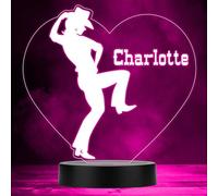 Heart Cowgirl Dancing Colour Changing Personalised Gift LED Lamp Night Light | Personalised Gift For Home, Lamp Room Décor | Kids & Adults Night Lights With Name | Personalised Gift For Bedroom |
