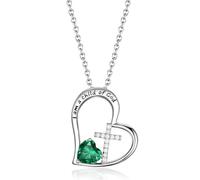 Heart Cross Birthstone Jewelry Baptism s First Communion for Girls Goddaughter Daughter Teens Women