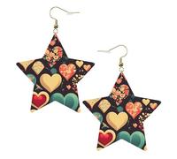 Heart Crush Flower Leather Star Shaped Earrings for Women Jewelry Fashion and Valentine Birthday Party Gift